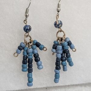 Source Unknown Blue Beaded Earrings
